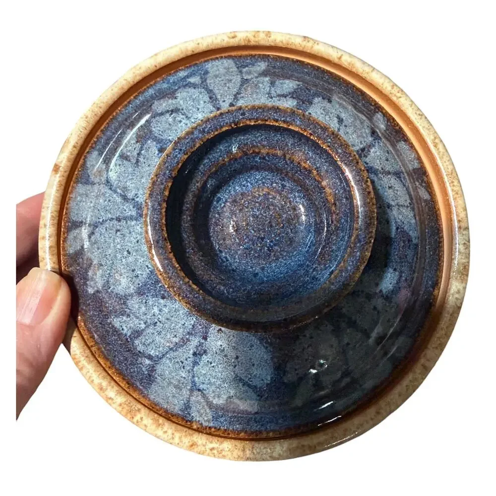 Cheri Glaser Studio Pottery Small Lidded Casserole Dish Blue/Brown Stoneware